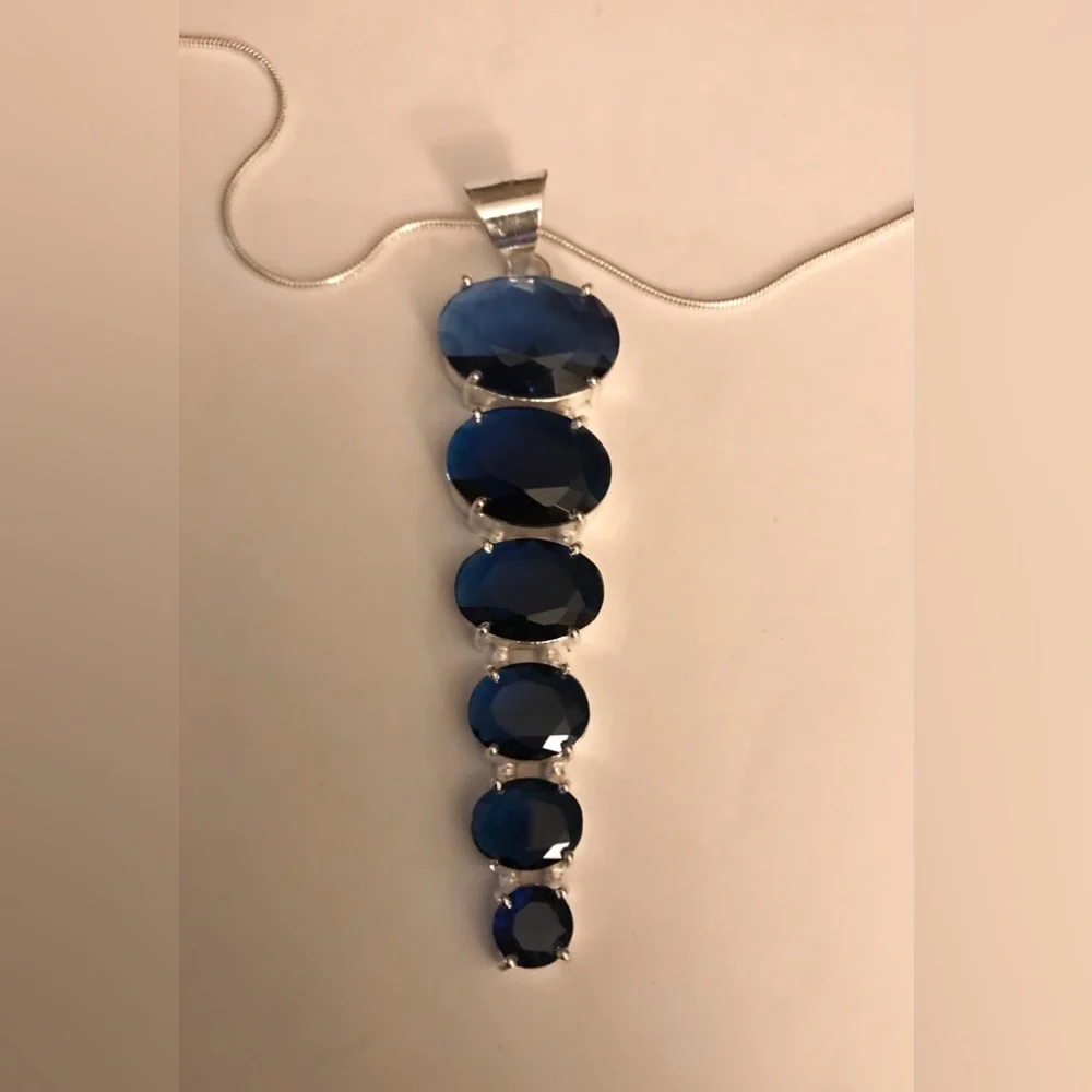 Tanzanite Stamped 925 Sterling Silver Necklace
